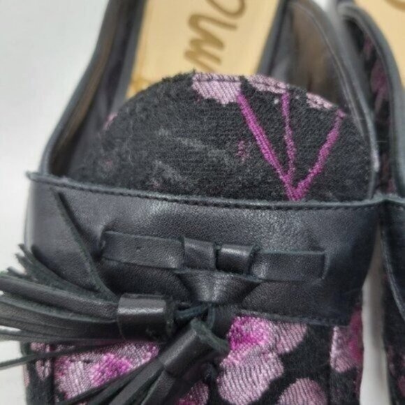 Sam Edelman | Leather Paris Jacquard Floral Cherry Blossom Mules Black Pink - Picture 7 of 11